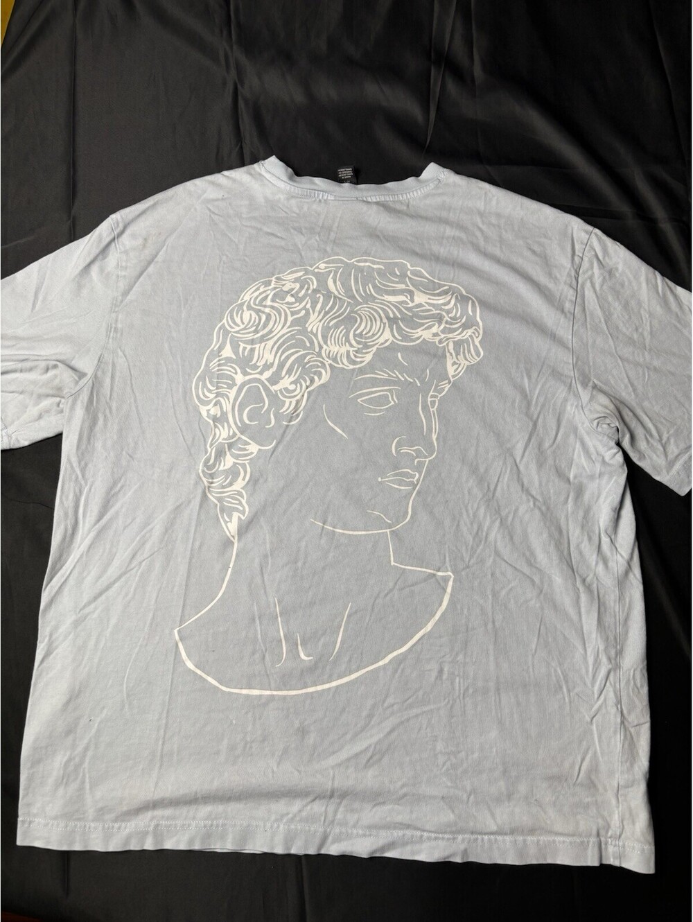 H&M Light Blue Graphic T-Shirt with Classical Bust and Pilll